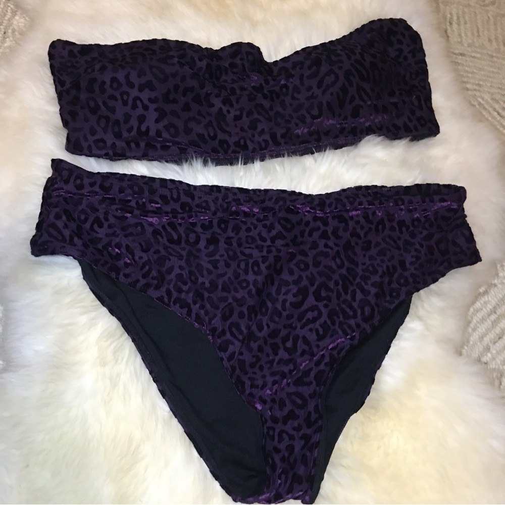 Shein 2 Piece Bathing suit Plus Size purple and Black 4X Preowned